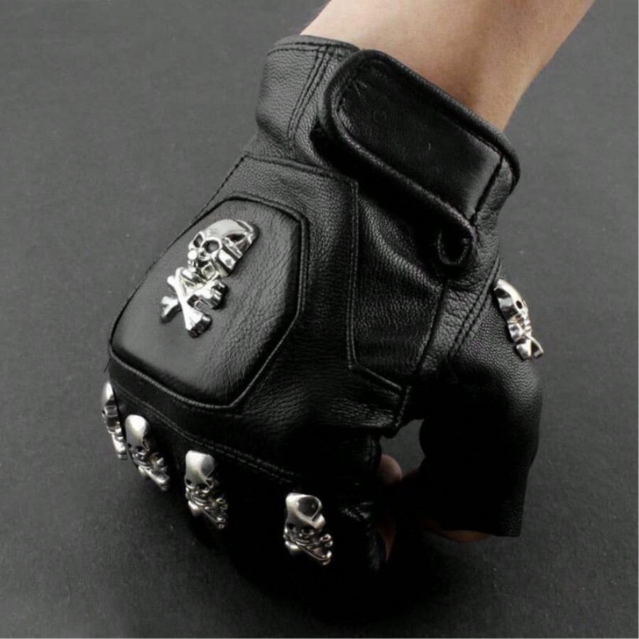 Leather Driving Glove - Męskie rękawiczki bez palców z prawdziwej